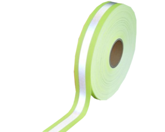 Faixa Tecido Refletivo - Poliéster - Amarelo Fluor 5cm / Cinza 2cm - 100m