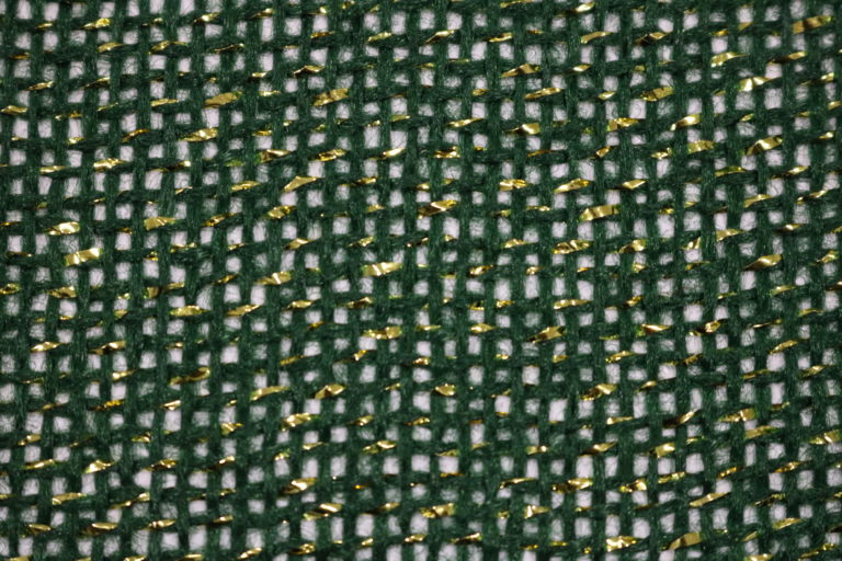 Tecido Autocolante Juta - Verde fios dourados