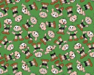 Tecido Autocolante - Turma da Mônica - Cebolinha fundo verde