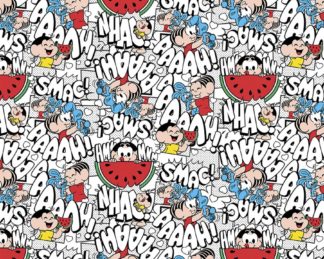 Tecido Autocolante - Turma da Mônica - Onomatopeia Mônica e Magali