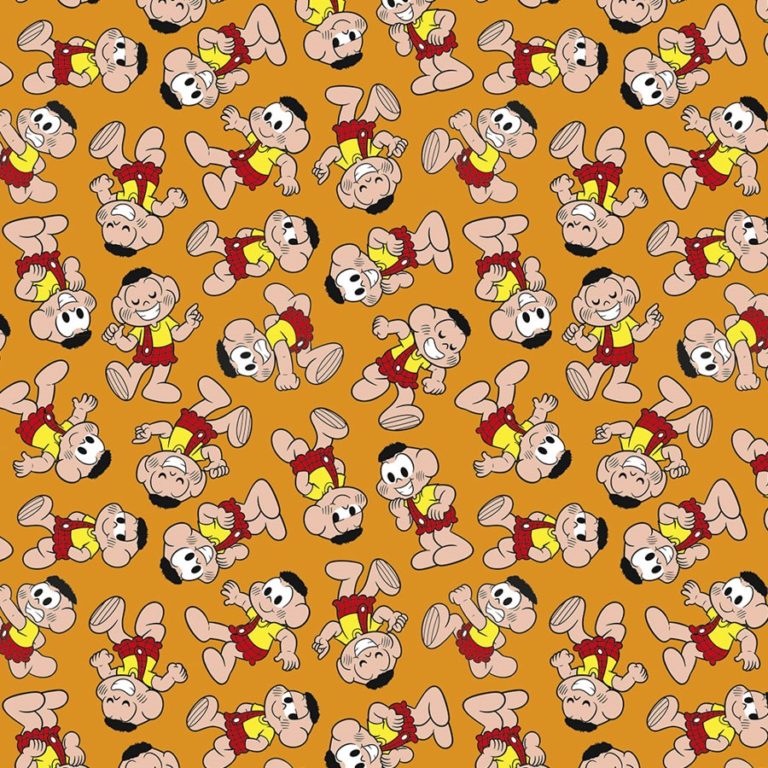 Tecido Autocolante - Turma da Mônica - Cascão fundo laranja