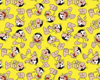 Tecido Autocolante - Turma da Mônica - Magali fundo amarelo