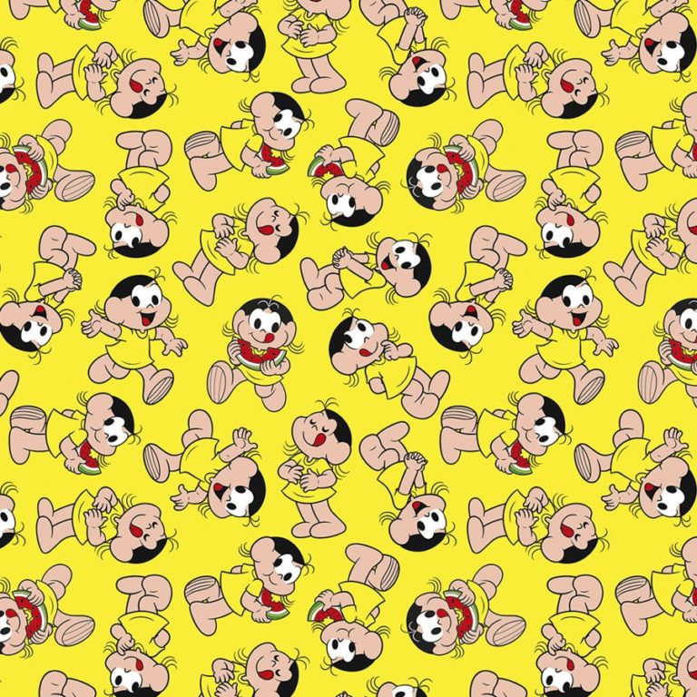 Tecido Autocolante - Turma da Mônica - Magali fundo amarelo